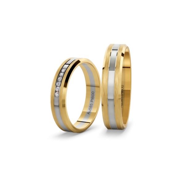 Trauringe Bicolor - Gelbgold - Platin - Brillanten
