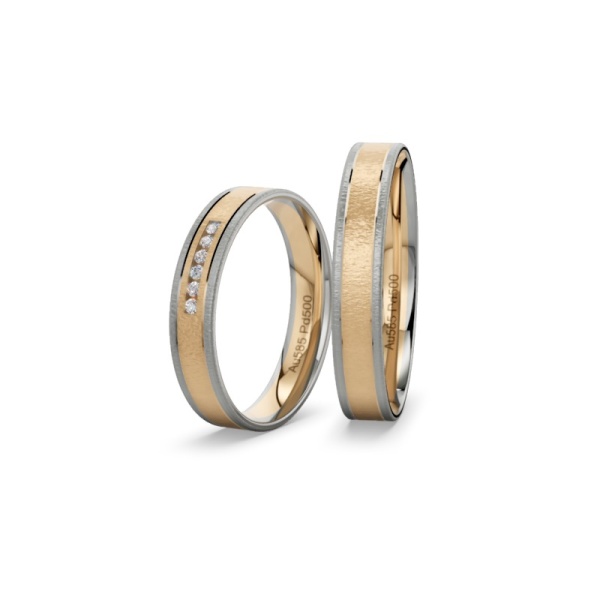 Trauringe Bicolor - Palladium - Rosegold - Brillanten