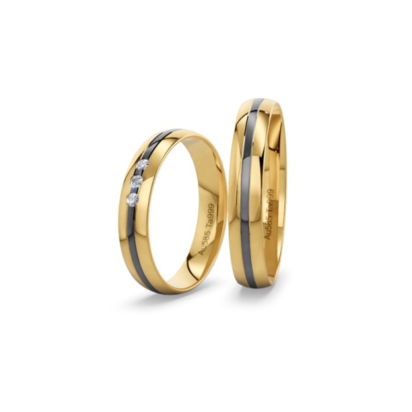 Eheringe aus Gelbgold 333 & Tantal – Poliert – Brillanten