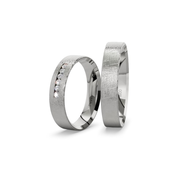 Eheringe Platin - 4 Brillanten - Gebürstet