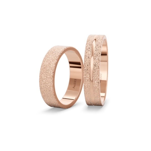 Trauringe aus Rotgold 333 – Diamantmatt Funkelnde – Fuge