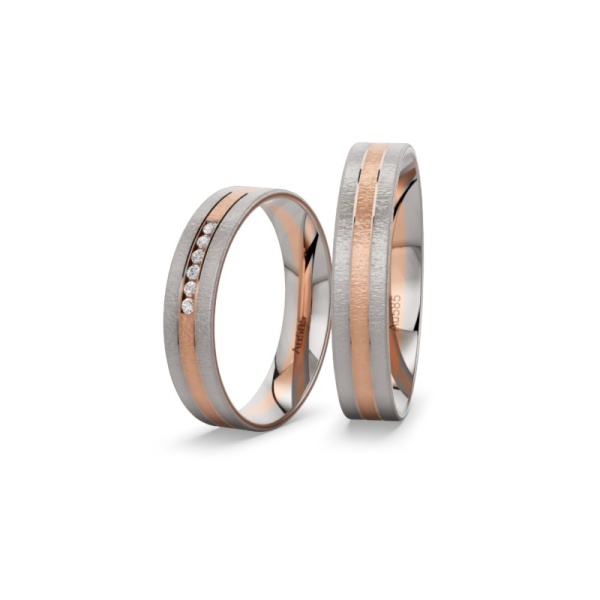Trauringe Bicolor – Graugold – Rosegold  – Brillanten