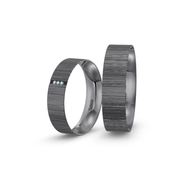Tantal Trauringe mit feinem eisblauem Diamant ST-CON-216