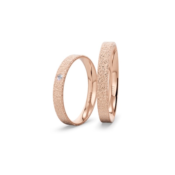 Trauringe 333 Rotgold – 3 mm – Brillant – Diamant Struktur
