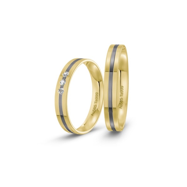 Gelbgold / Tantal Trauringe mit Brillanten ST-CON-219