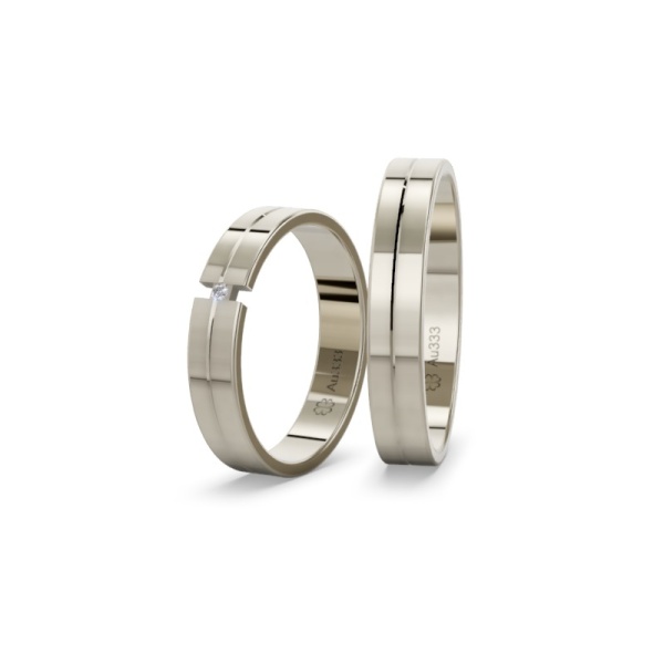 Trauringe 333 – Weissgold – Poliert – Diamant
