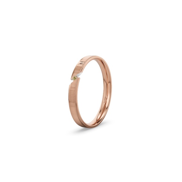 Verlobungsring 585 Rotgold - Brillant farbig - Quermatt