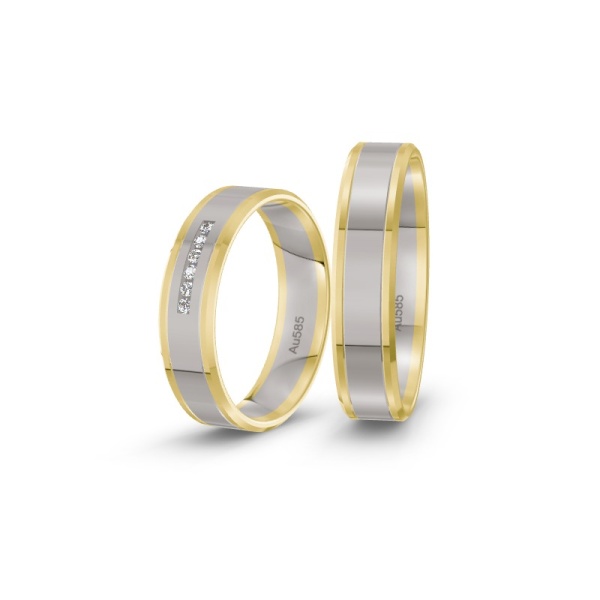 Gelb / Palladium Trauringe mit Brillanten ST-CON-222
