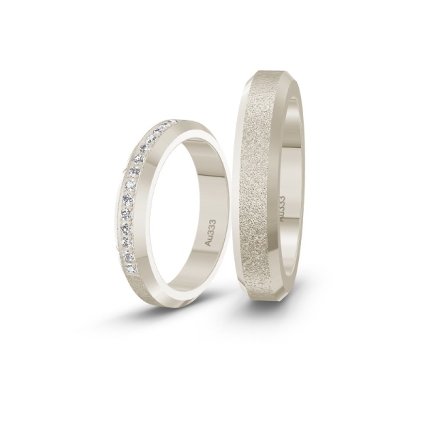 Elegante Weißgold Trauringe mit Diamantreihe ST-CON-94