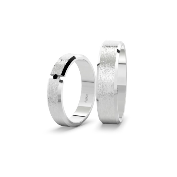 Eheringe Silber - farbigem Diamant