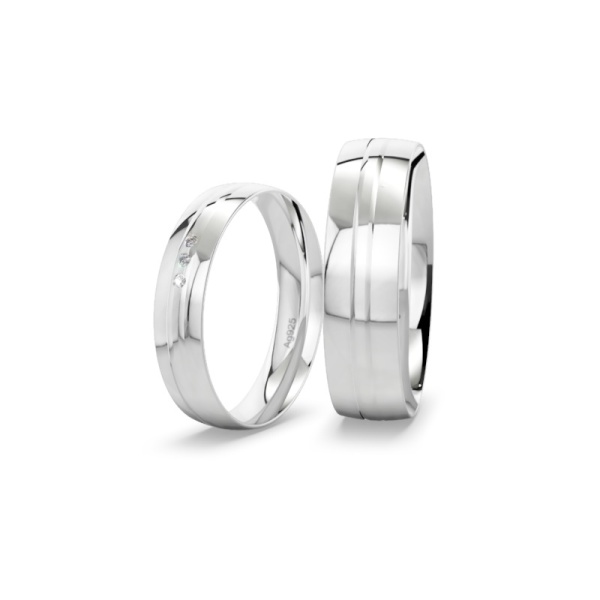 Trauringe Silber - Poliert - Diamant