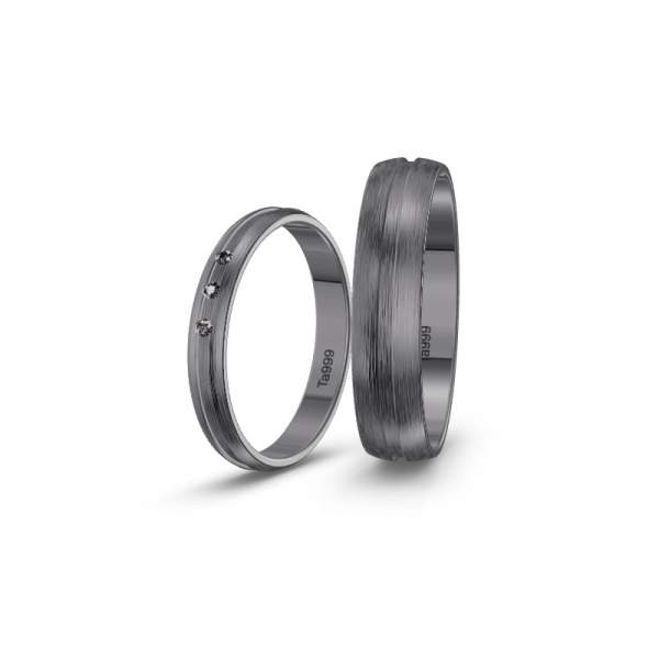 Elegante Tantal Eheringe mit farbigem Diamant ST-CON-213