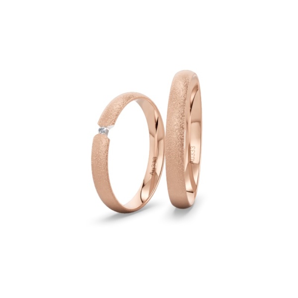 Trauringe 333 Rotgold – 3 mm – Brillant – Diamantmatt