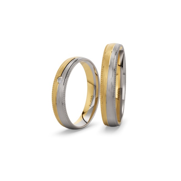Trauringe Bicolor - Brillant - Gebürstet - 4 mm