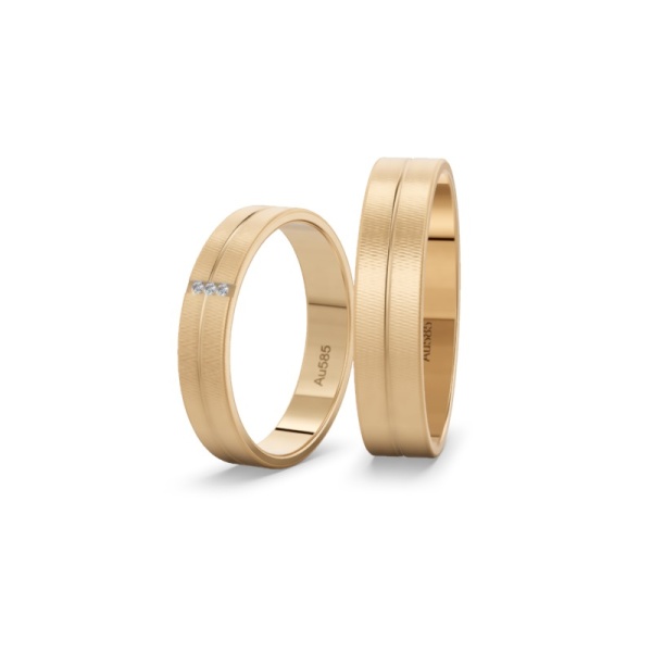 Eheringe Roségold - Poliert - 5 mm - 3 Diamanten