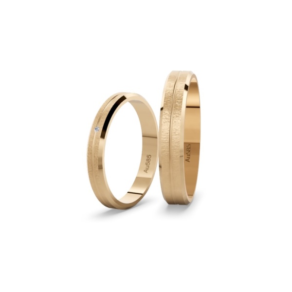Eheringe 585 Roségold - Sandmattiert - Diamant