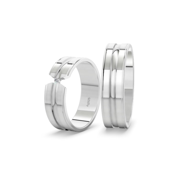 Eheringe aus Silber – Poliert – Brillant – 6 mm - Fuge