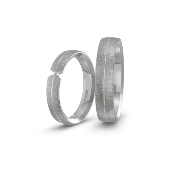 Eheringe Palladium - Diamant - Sandmattiert