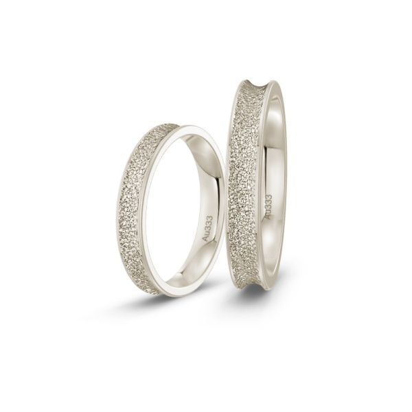 Elegante Eheringe Weißgold Diamantmatt ST-CON-97