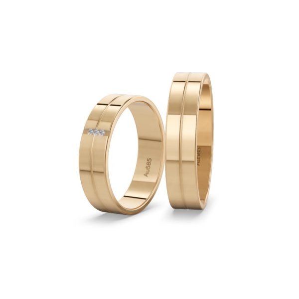 Eheringe 585 Roségold - 3 Brillanten - Poliert