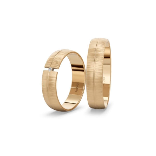 Trauringe 585 Roségold - Quermatt - Diamant