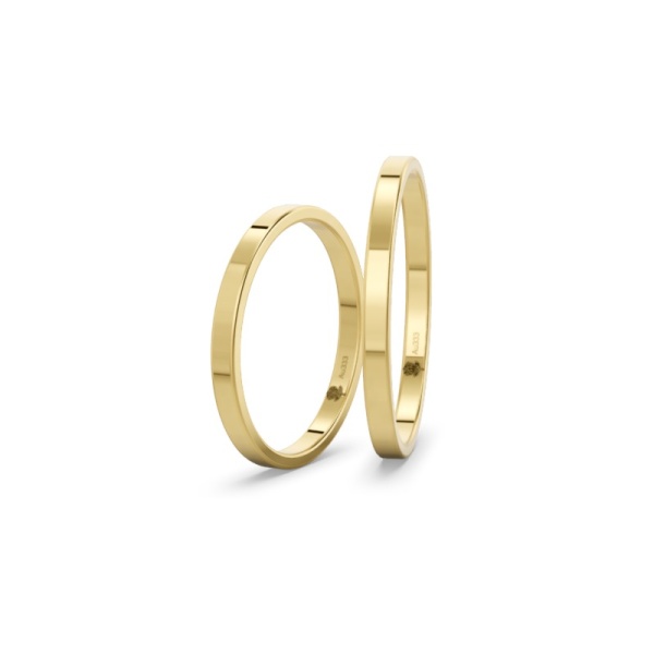 Trauringe 333 Gelbgold – 2 mm – Ohne Stein – Poliert