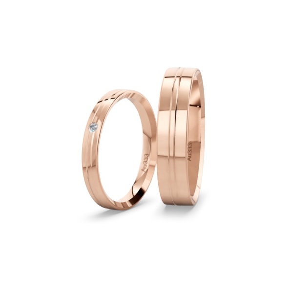 Eheringe aus Rotgold 333 – Glatt Poliert – Brillant