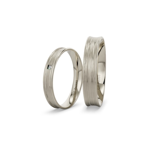 Trauringe 333 – Weissgold – Quermatt – Zirkonia