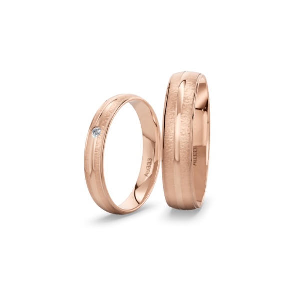Eheringe aus Rotgold 333 – Strukturmatt – Brillant