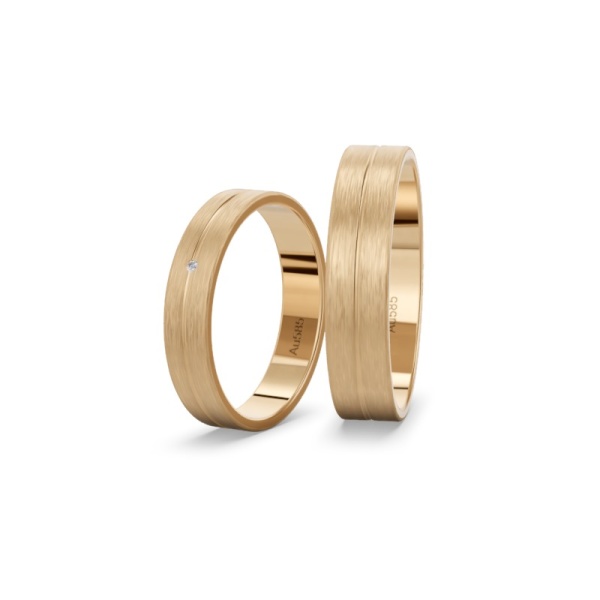 Trauringe 585 Roségold - Längsmatt - Zirkonia