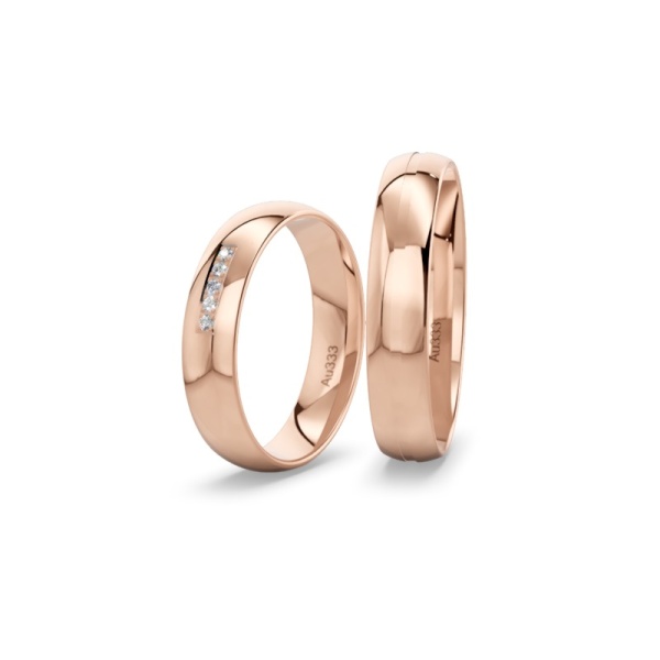 Eheringe aus Rotgold 333 – 4,5 mm - Poliert – Brillanten