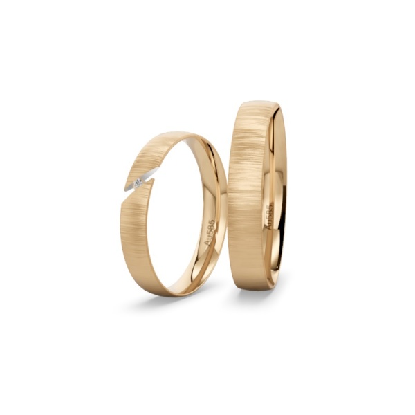 Eheringe 585 Roségold - Brillant - Quermatt - 4 mm