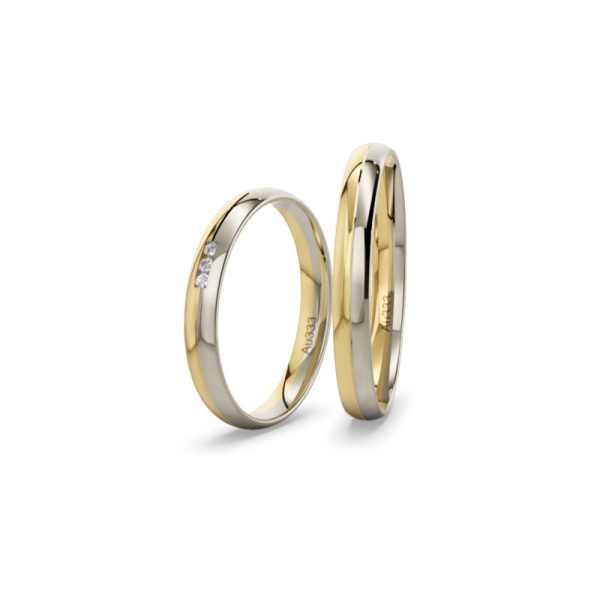Trauringe Bicolor - Brillanten - Poliert - 3mm