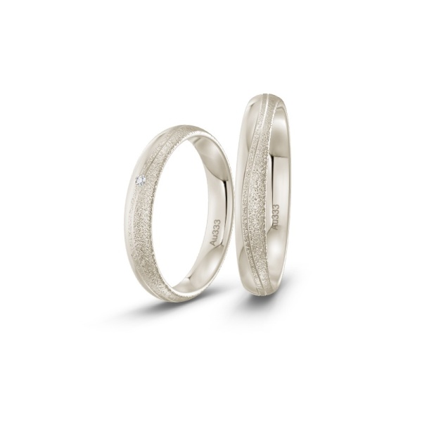 Elegante Weißgold Eheringe mit Brilliant ST-CON-99