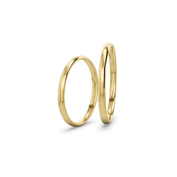 Trauringe 333 Gelbgold – 2 mm – Ohne Stein – Poliert