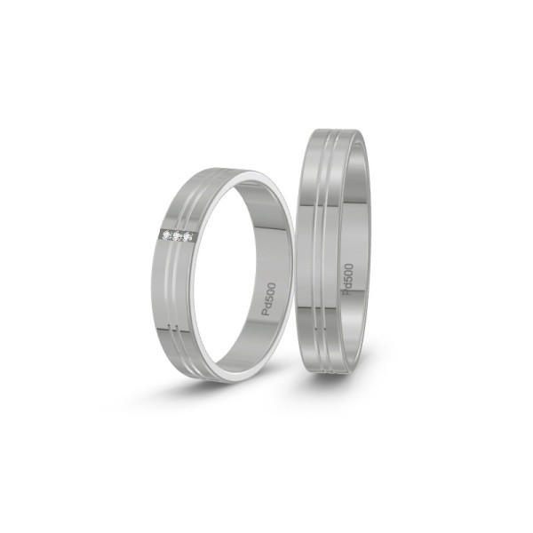 Elegante Trauringe aus Palladium mit Diamantreihe ST-CON-227