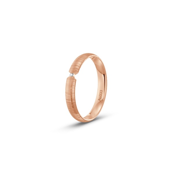Verlobungsring - Rotgold - Quermatt - Diamant