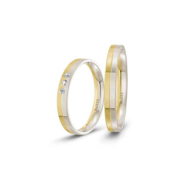 Gelb / Weißgold Trauringe mit Brillanten ST-CON-220