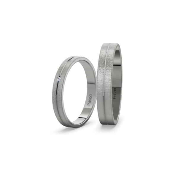 Eheringe Palladium - Zirkonia - Eismatt - 5 mm