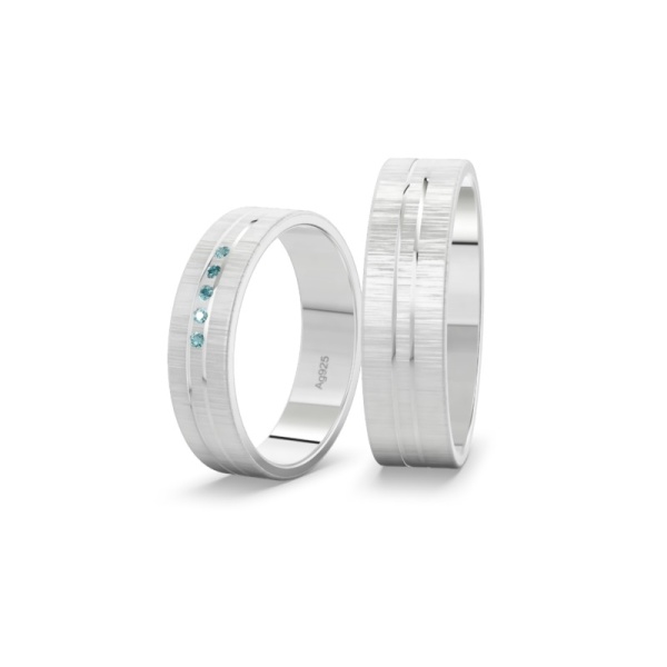 Eheringe Silber - Iceblue Diamant