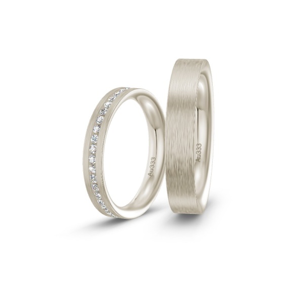 Stilvolle Trauringe Weißgold mit Zirkonia ST-CON-95