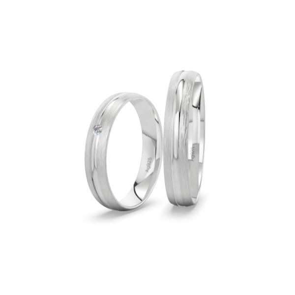 Eheringe aus Silber – Längsmatt – Brillant - Fuge