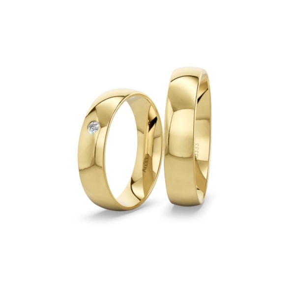 Trauringe 333 Gelbgold – 5 mm – Brillant – Poliert