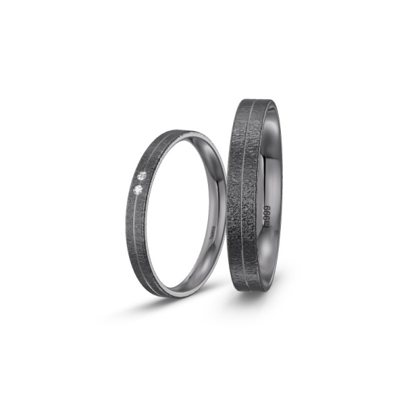 Tantal‑Trauringe Sandmattiert mit Diamant ST-CON-207