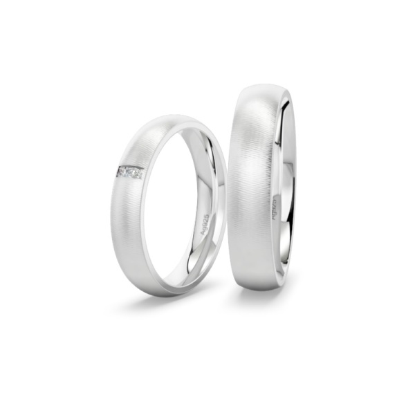 Trauringe Silber - Sandmattiert - Zirkonia