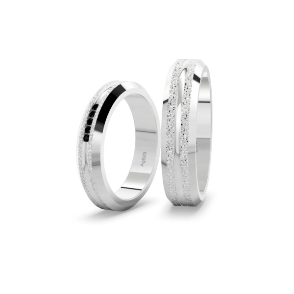 Trauringe Silber - farbigem Diamanten - Fuge