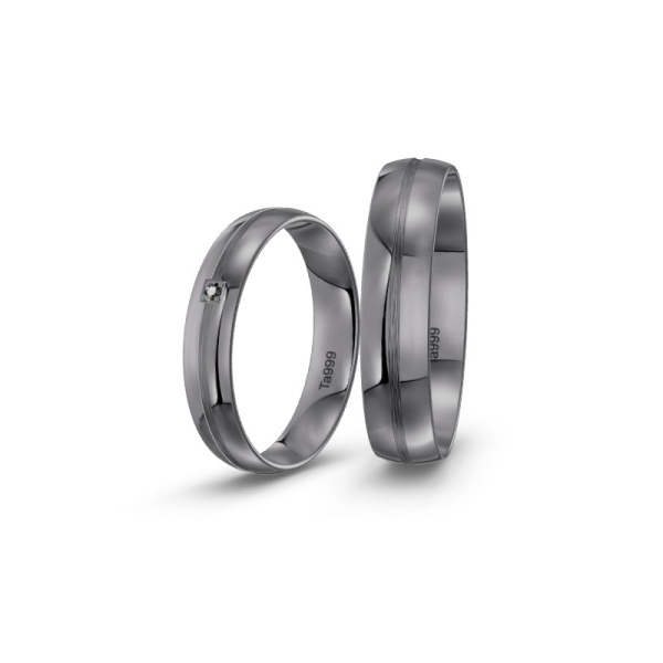 Elegante Tantal Trauringe mit farbigem Diamant ST-CON-205