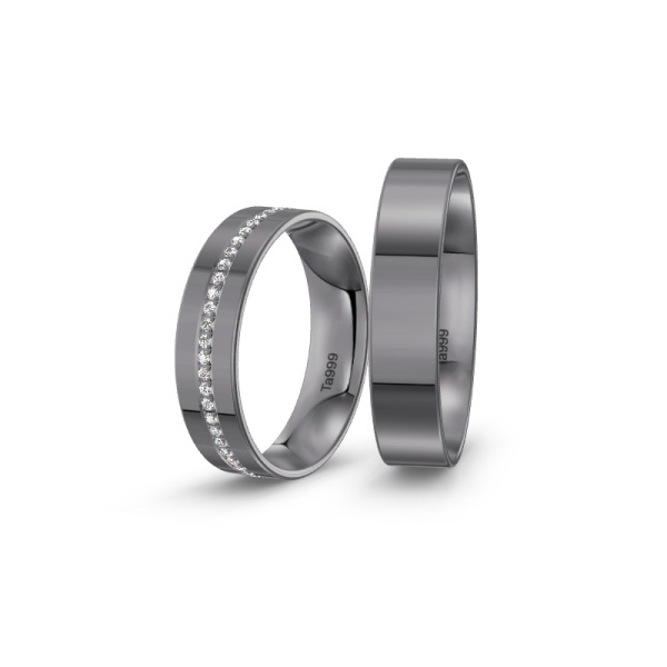 Edle Eheringe aus Tantal mit durchgehender Diamantreihe ST-CON-217