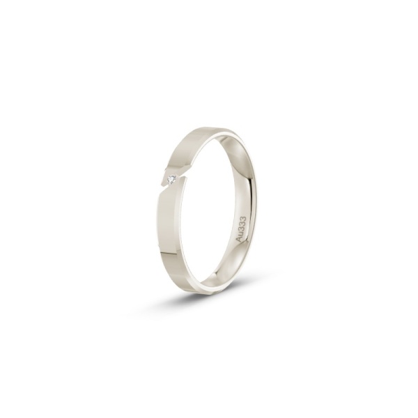 Verlobungsring - Weissgold - Quermatt - Diamant