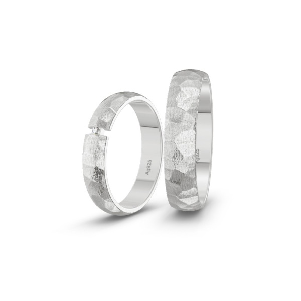 Elegante Eheringe Silber mit Diamant ST-CON-107